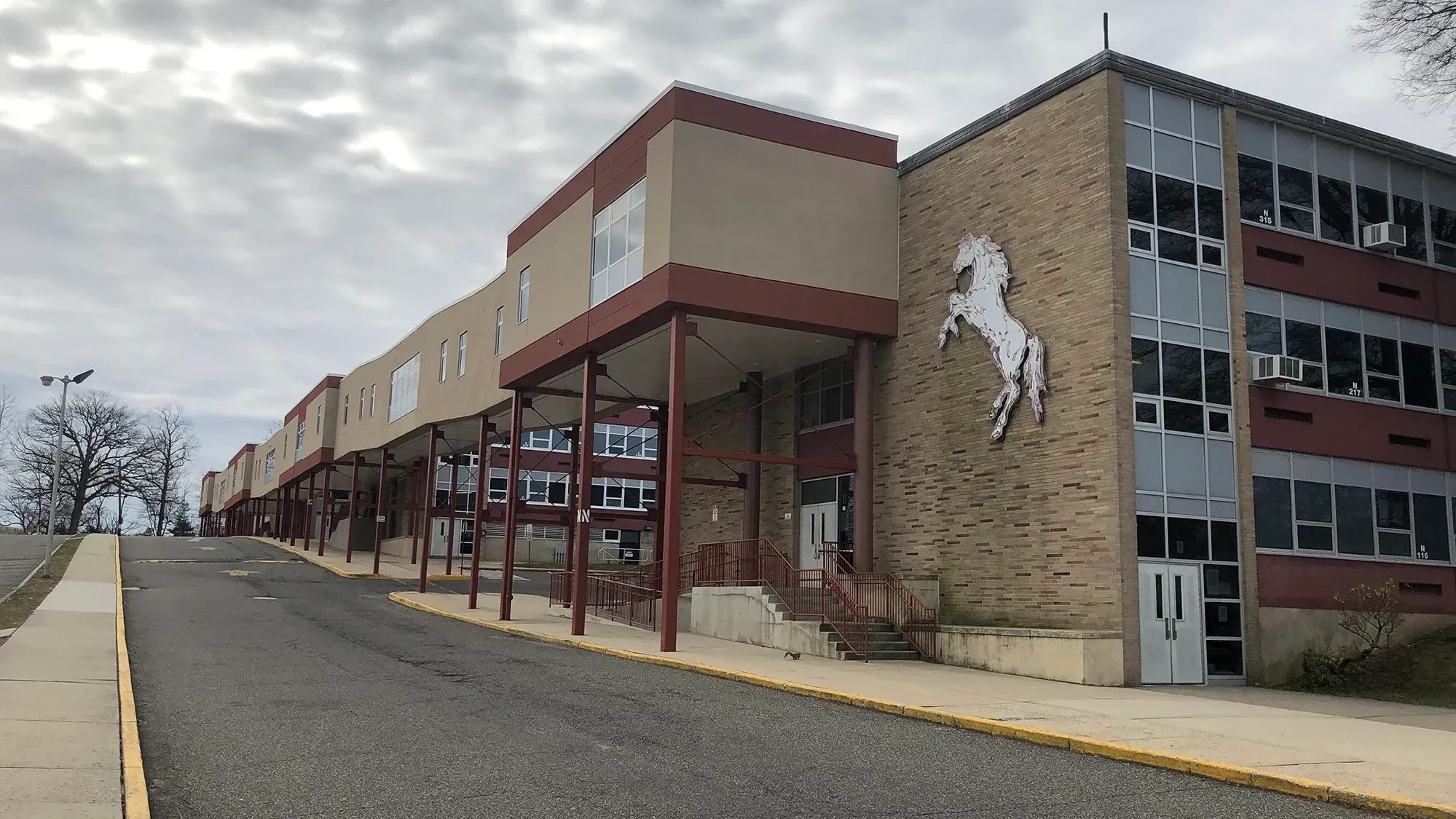Clifton High School with its mustang mural